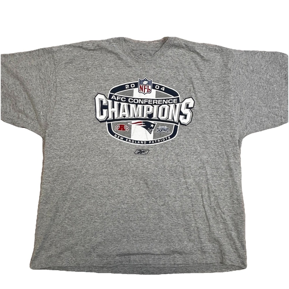 NFL New England Patriots 2004 AFC Conference Champions Reebok Gray T-Shirt  2XL‎
